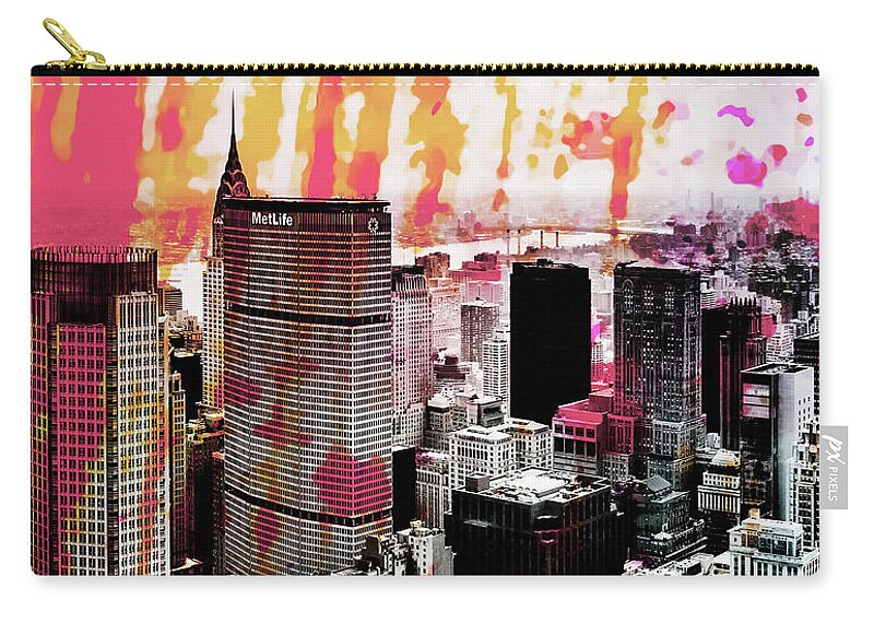 New York City Skyline Zip Pouch featuring the photograph Splatter Pop Triptych_1 by Az Jackson