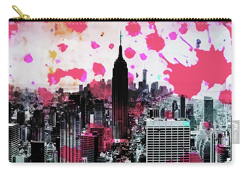New York City Skyline Zip Pouch featuring the photograph Splatter Pop Triptych_2 by Az Jackson
