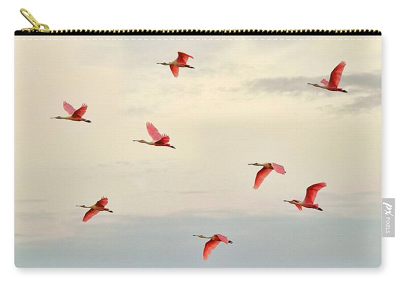 Spoonbill Carry-all Pouch featuring the digital art Spoonbills by Brad Barton
