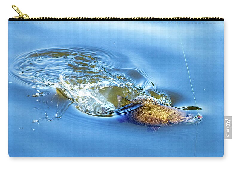 Fish Zip Pouch featuring the photograph Sport Fishing Smallmouth Bass by Amelia Pearn