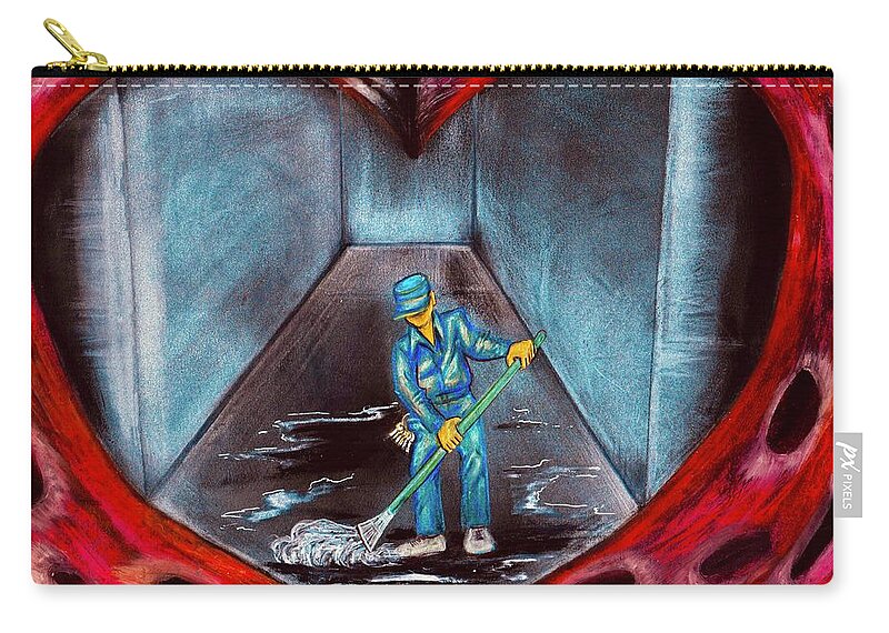Heart Zip Pouch featuring the painting Spring Cleaning by Artist RiA