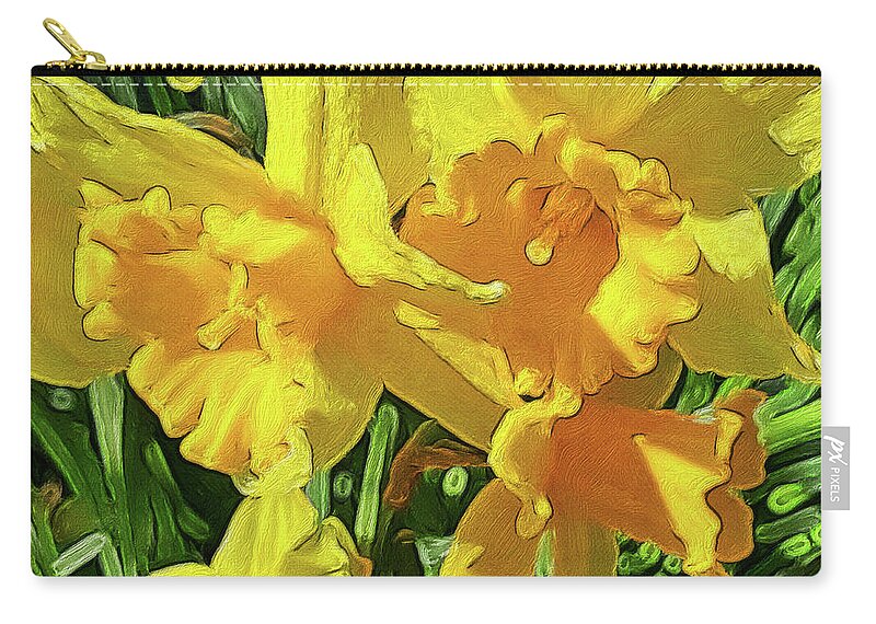 Daffodils Zip Pouch featuring the photograph Spring Daffodils by Jeanette French