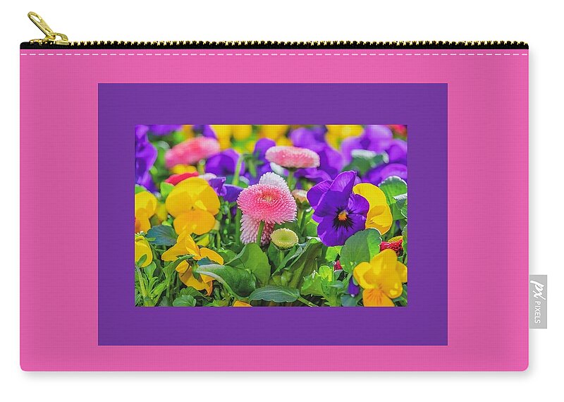 Spring Flowers Zip Pouch featuring the mixed media Spring Flowers by Nancy Ayanna Wyatt