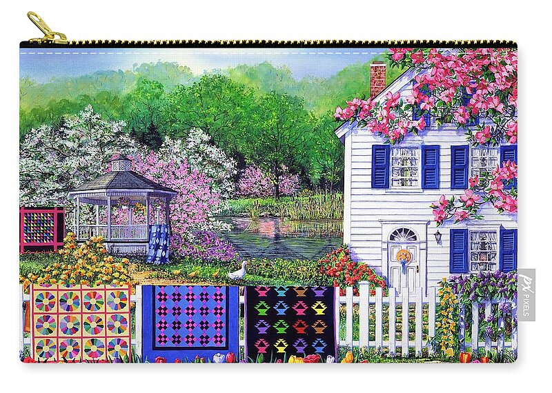 Quilts Carry-all Pouch featuring the painting Spring Garden by Diane Phalen