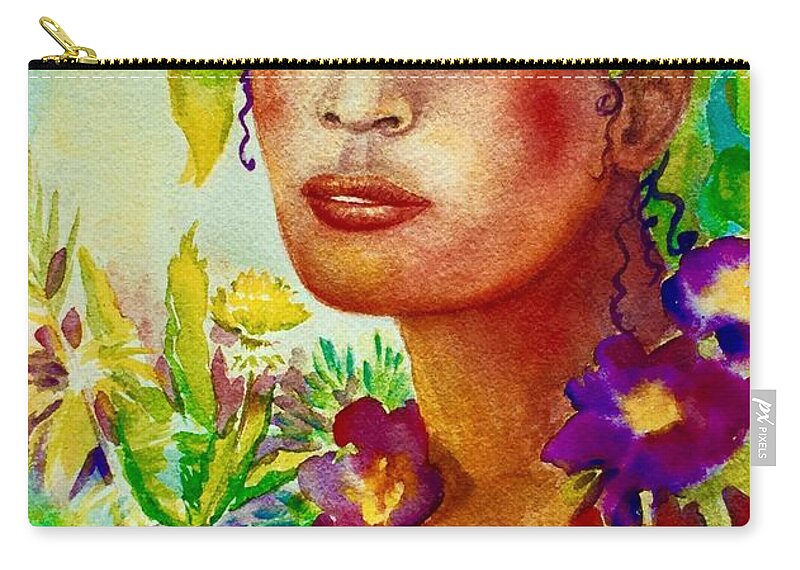 Goddess Series Carry-all Pouch featuring the painting Spring Goddess by Caroline Patrick