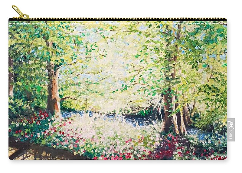 Spring Zip Pouch featuring the painting Spring Greens by Merana Cadorette