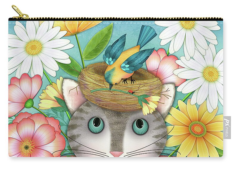 Spring Zip Pouch featuring the digital art Spring Hello by Valerie Drake Lesiak