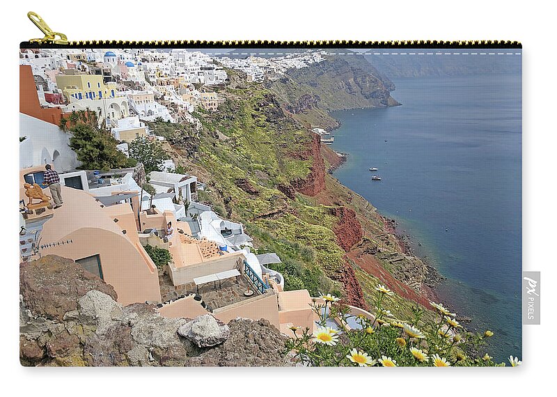 Santorini Carry-all Pouch featuring the photograph Spring in Santorini - Oia by Yvonne Jasinski