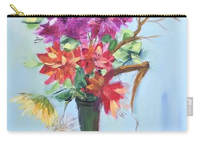 Spring Flowers Zip Pouch featuring the painting Spring Mix by Helian Cornwell