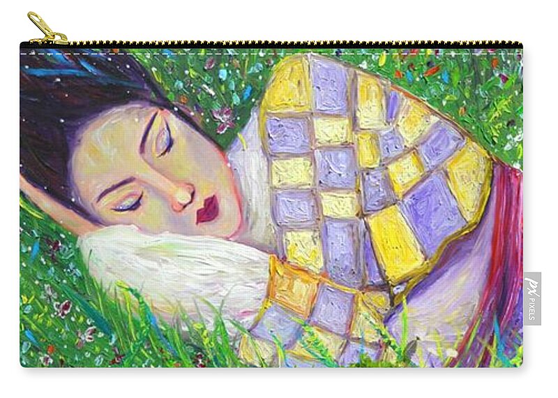  Zip Pouch featuring the painting Spring Nap by Chiara Magni