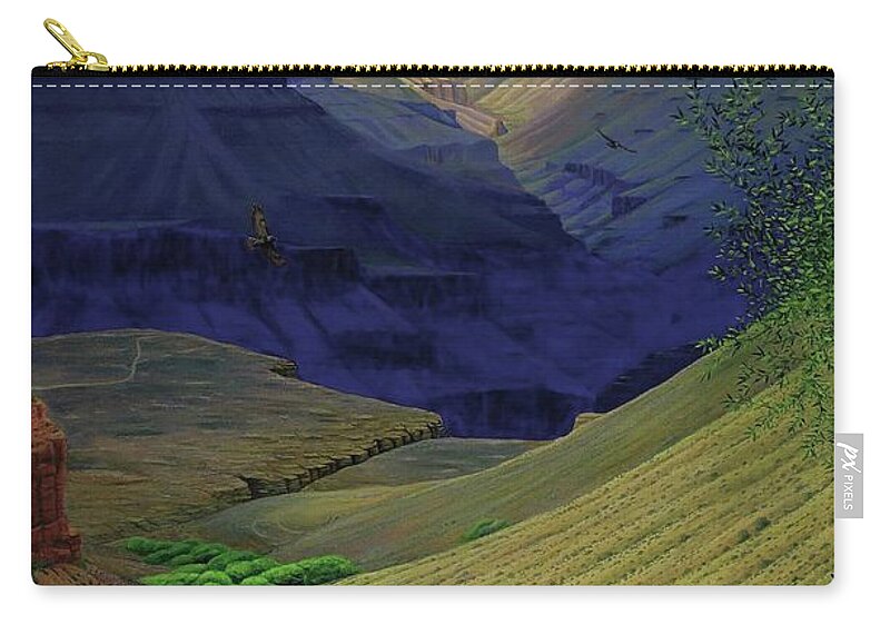 Kim Mcclinton Carry-all Pouch featuring the painting Spring Storm On Bright Angel Trail by Kim McClinton