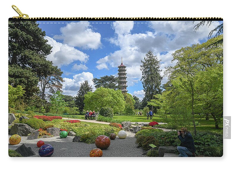 Landscape Zip Pouch featuring the photograph Spring sunshine at Kew Gardens by Andrew Lalchan