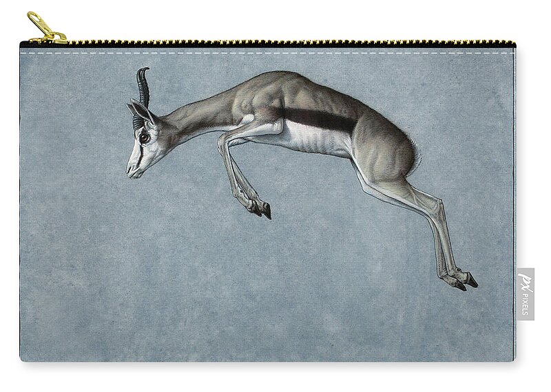 Springbok Zip Pouch featuring the painting Springbok by James W Johnson