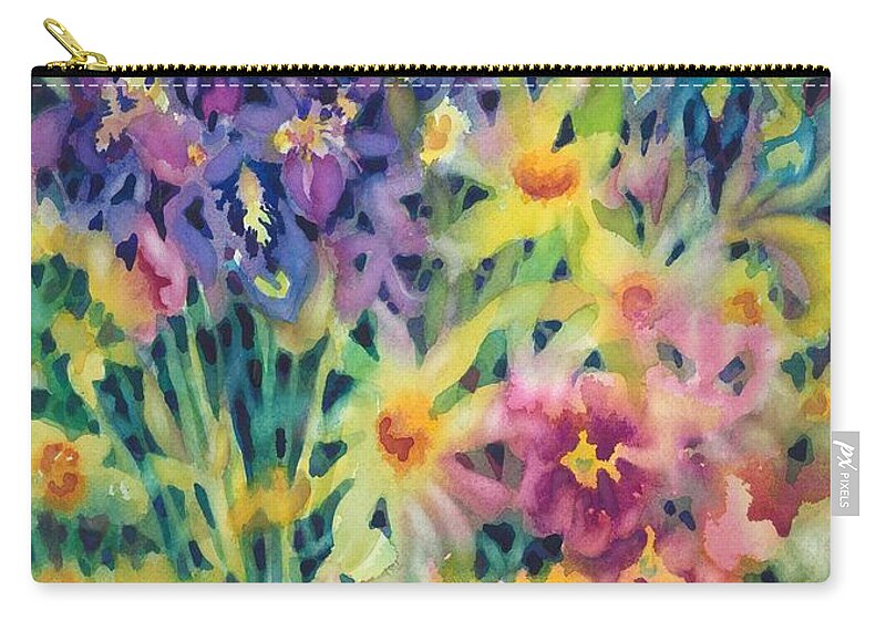 Flowers Zip Pouch featuring the painting Spring Garden by Ann Nicholson