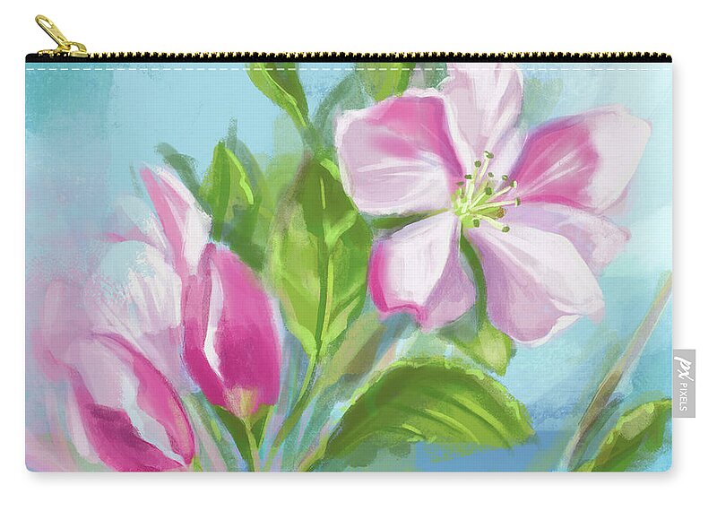 Apple Zip Pouch featuring the mixed media Springtime Apple Blossoms by Shari Warren