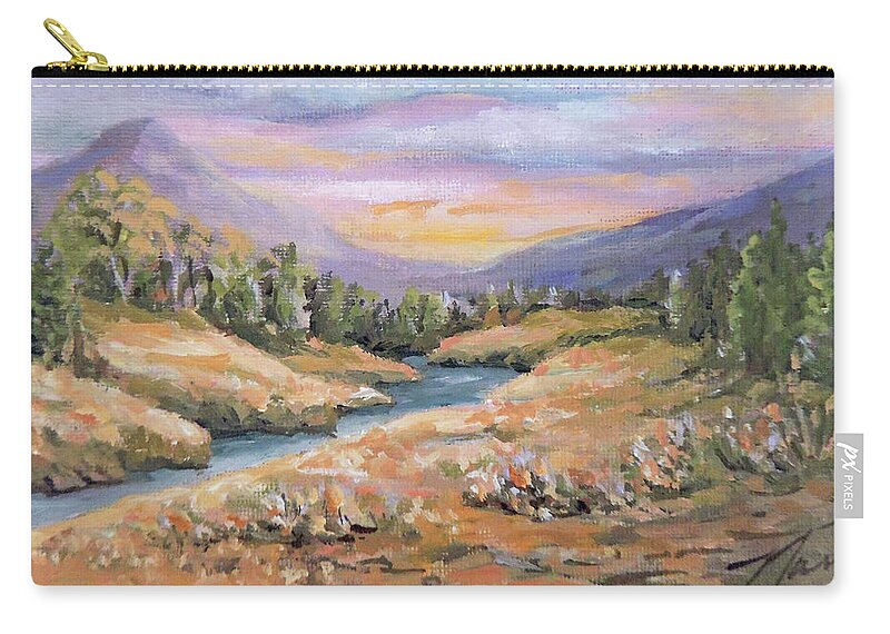 Landscape Zip Pouch featuring the painting Springtime in the Valley by Nancy Griswold