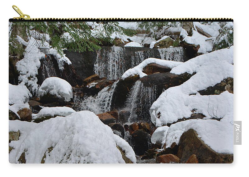 Spruce Peak Falls Zip Pouch featuring the photograph Spruce Peak Falls 2 by Raymond Salani III