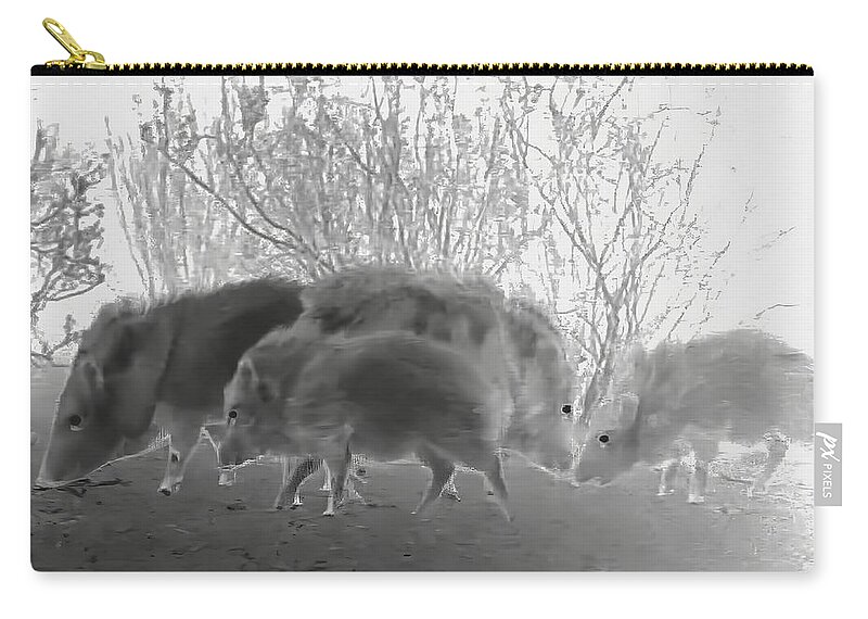 Javelina Zip Pouch featuring the photograph Squadron by Judy Kennedy