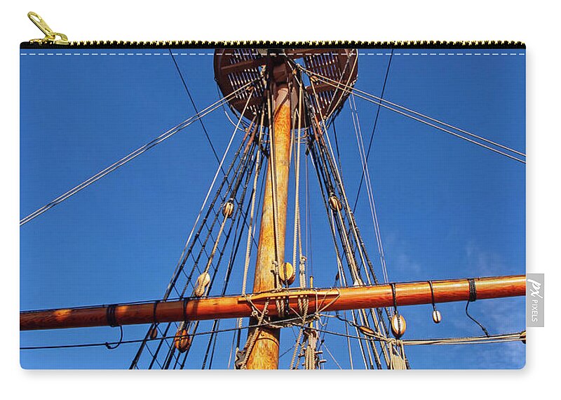  Zip Pouch featuring the photograph Square Rigged Mast by Sally Weigand