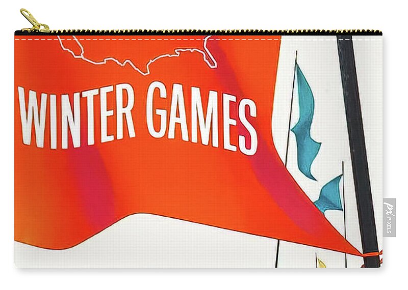 1960 Zip Pouch featuring the drawing Squaw Valley California 1960 Winter Olympic Ski Poster by M G Whittingham