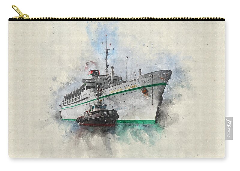 Steamer Carry-all Pouch featuring the digital art S.S. Cristoforo Colombo by Geir Rosset