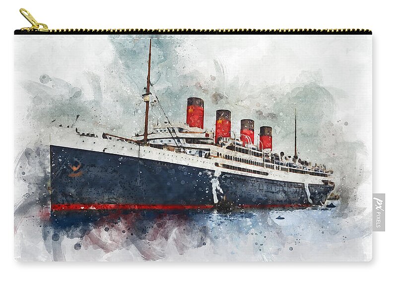 Steamship Carry-all Pouch featuring the digital art S.S. France 1910 by Geir Rosset