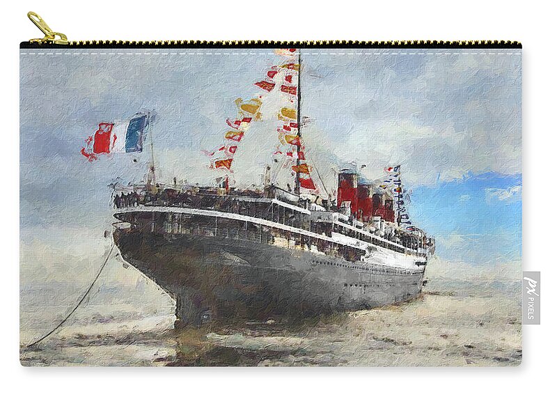Steamer Carry-all Pouch featuring the digital art SS France Stern by Geir Rosset