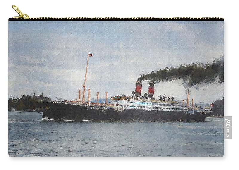 Steamer Carry-all Pouch featuring the digital art S.S. Frederik VIII by Geir Rosset