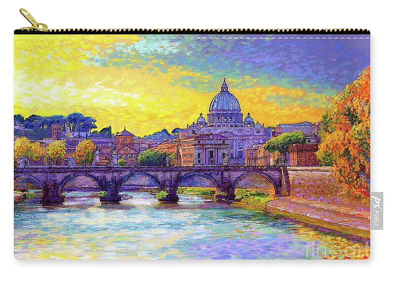 Italy Zip Pouch featuring the painting St Angelo Bridge Ponte St Angelo Rome by Jane Small