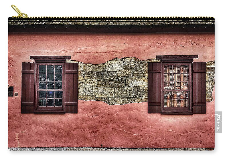Photo Zip Pouch featuring the photograph St Augustine Wall by Anthony M Davis