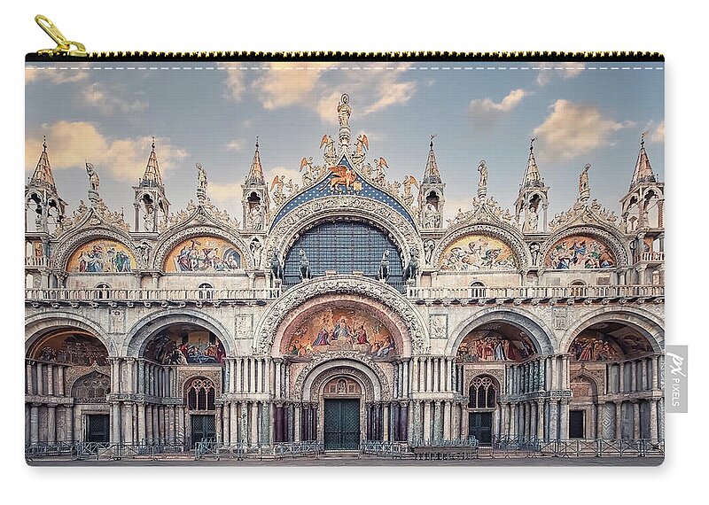 Architecture Zip Pouch featuring the photograph St Mark's Basilica by Manjik Pictures