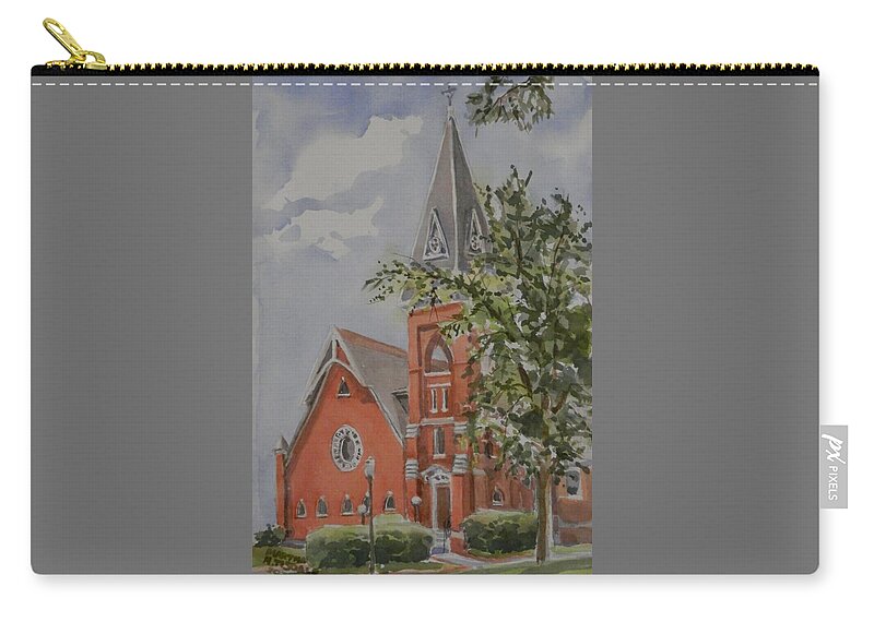 Architecture Zip Pouch featuring the painting St Paul's Episcopal by Martha Tisdale