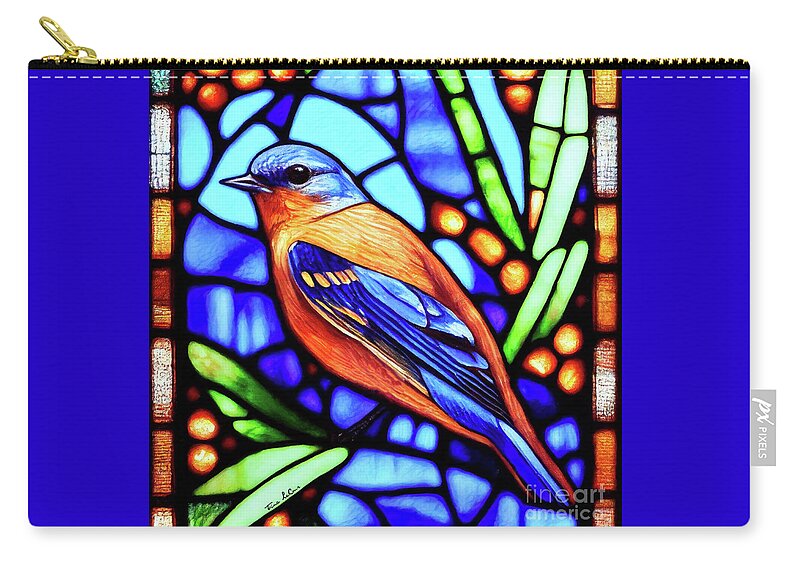 Bluebird Zip Pouch featuring the glass art Stained Glass Bluebird 2 by Tina LeCour