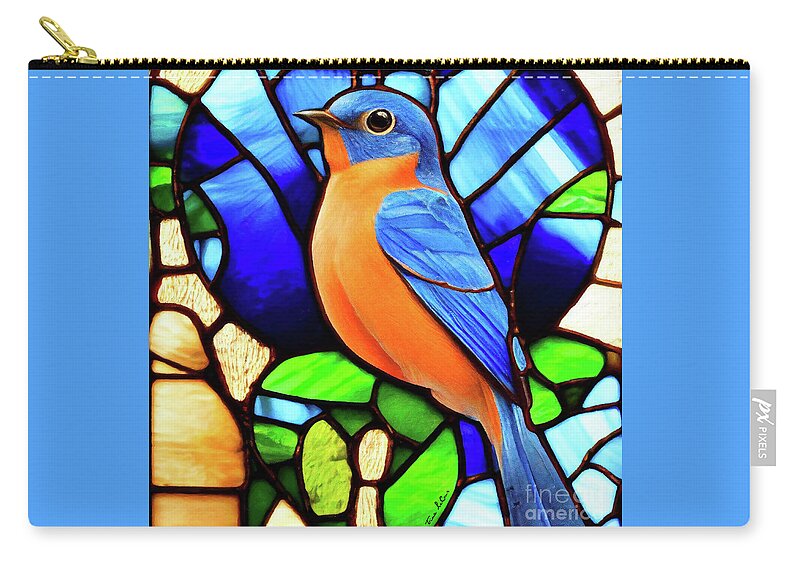 Bluebird Zip Pouch featuring the glass art Stained Glass Bluebird by Tina LeCour
