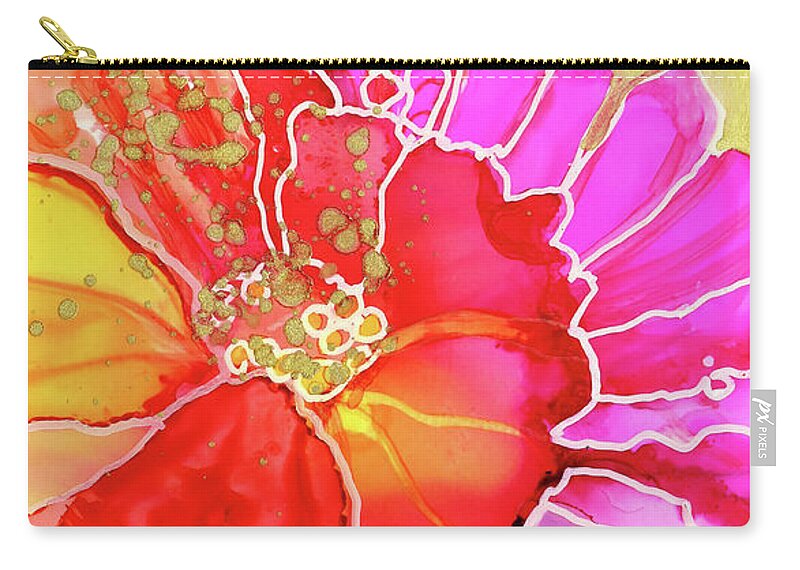  Carry-all Pouch featuring the painting Stained Glass Flower by Julie Tibus