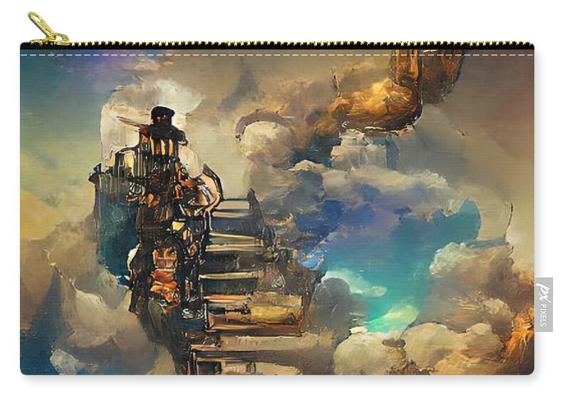 Stairway Zip Pouch featuring the digital art Stairway to Heaven 2 by Alexander Fedin