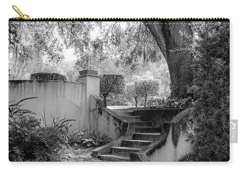 Black And White Zip Pouch featuring the photograph Stairway to Heaven by Shara Abel