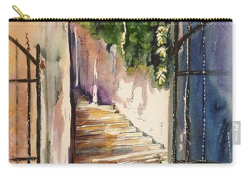 Stairway Zip Pouch featuring the painting Stairway to Heaven by Sonia Mocnik