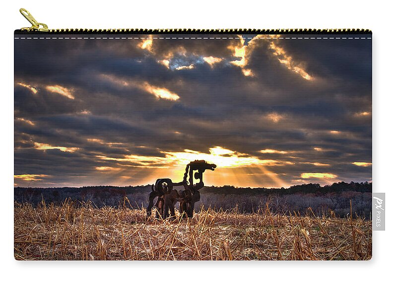 Reid Callaway Iron Horse Stairways To Heaven Zip Pouch featuring the photograph Stairways To Heaven The Iron Horse Farm UGA Farming Art by Reid Callaway
