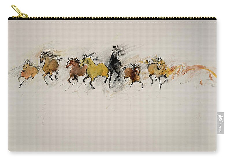 Horse Zip Pouch featuring the painting Stamped by Elizabeth Parashis