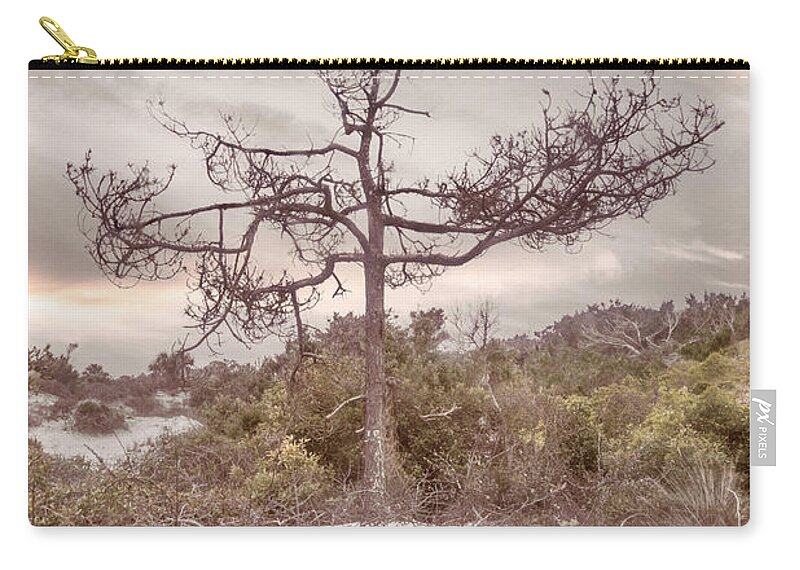 Tree Zip Pouch featuring the photograph Standing on the Marsh Beach Dunes by Debra and Dave Vanderlaan
