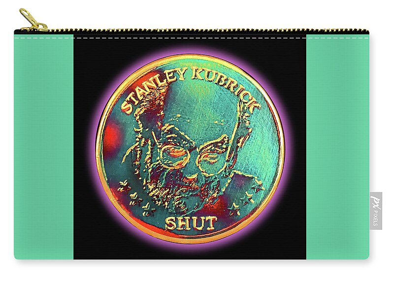 Wunderle Zip Pouch featuring the mixed media Stanley Kubrick Shut V1A by Wunderle