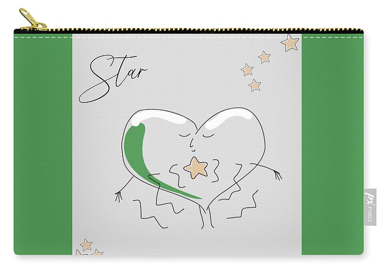 Star Zip Pouch featuring the drawing Star by J Lyn Simpson