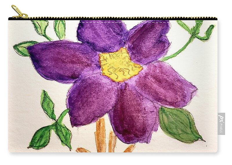 Purple Flower Zip Pouch featuring the painting Star of India by Margaret Welsh Willowsilk