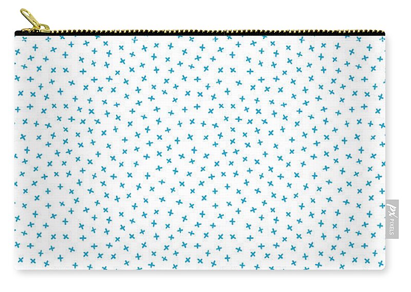 Nikita Coulombe Zip Pouch featuring the painting Star Pattern turquoise on white by Nikita Coulombe