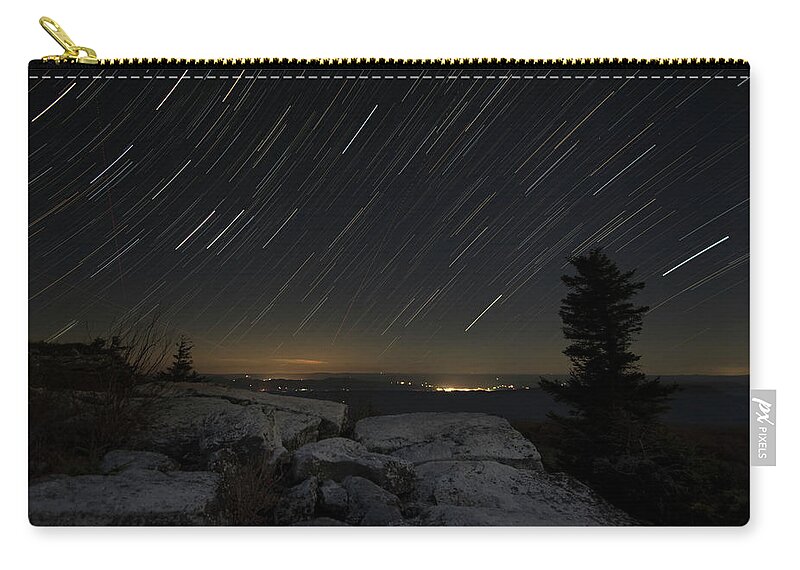 West Zip Pouch featuring the photograph Star Trails at Bear Rock by Carolyn Hutchins