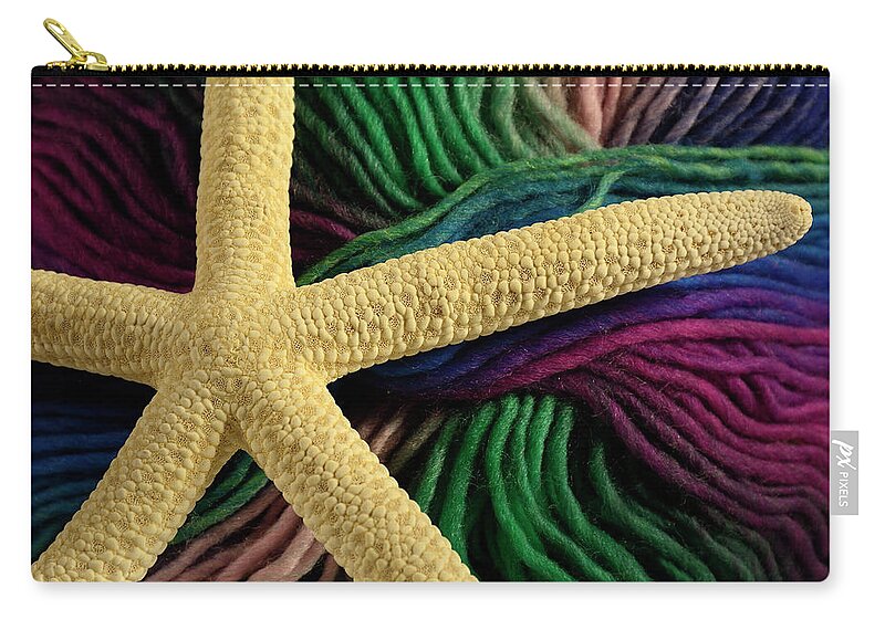 Ocean Zip Pouch featuring the photograph Starfish on Yarn by Angie Tirado