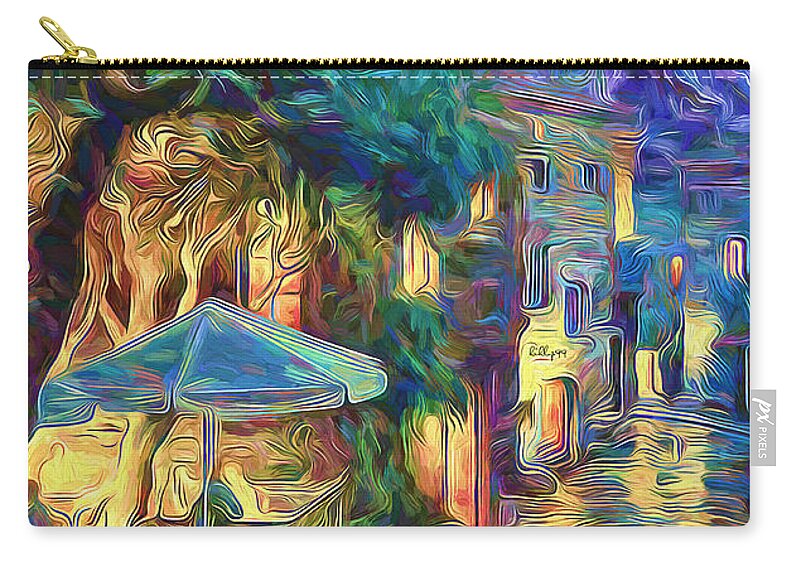 Paint Zip Pouch featuring the painting Starry night in franch village by Nenad Vasic