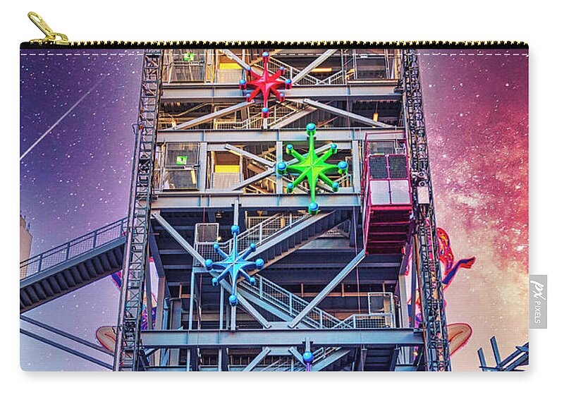 Slotzilla Las Vegas Zip Pouch featuring the photograph Starry Night over Slotzilla Tower, Las Vegas by Tatiana Travelways