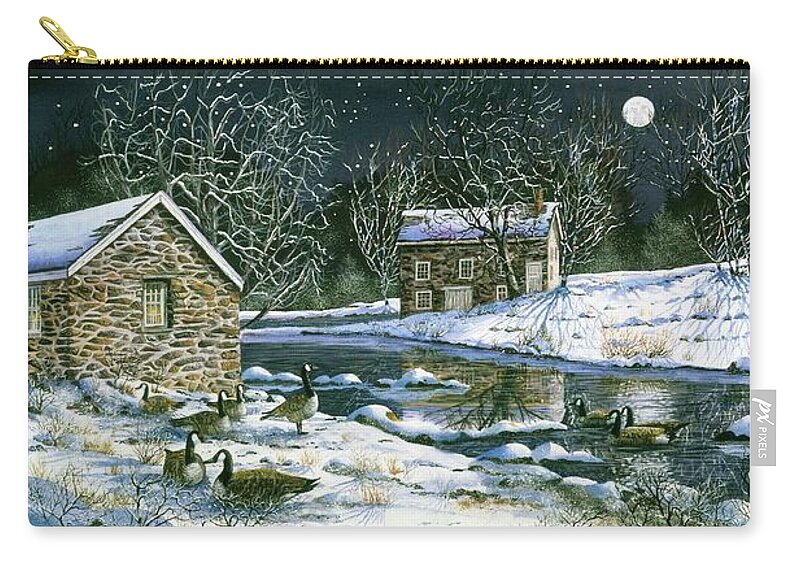 Winter Carry-all Pouch featuring the painting Starry Night Visitors by Diane Phalen